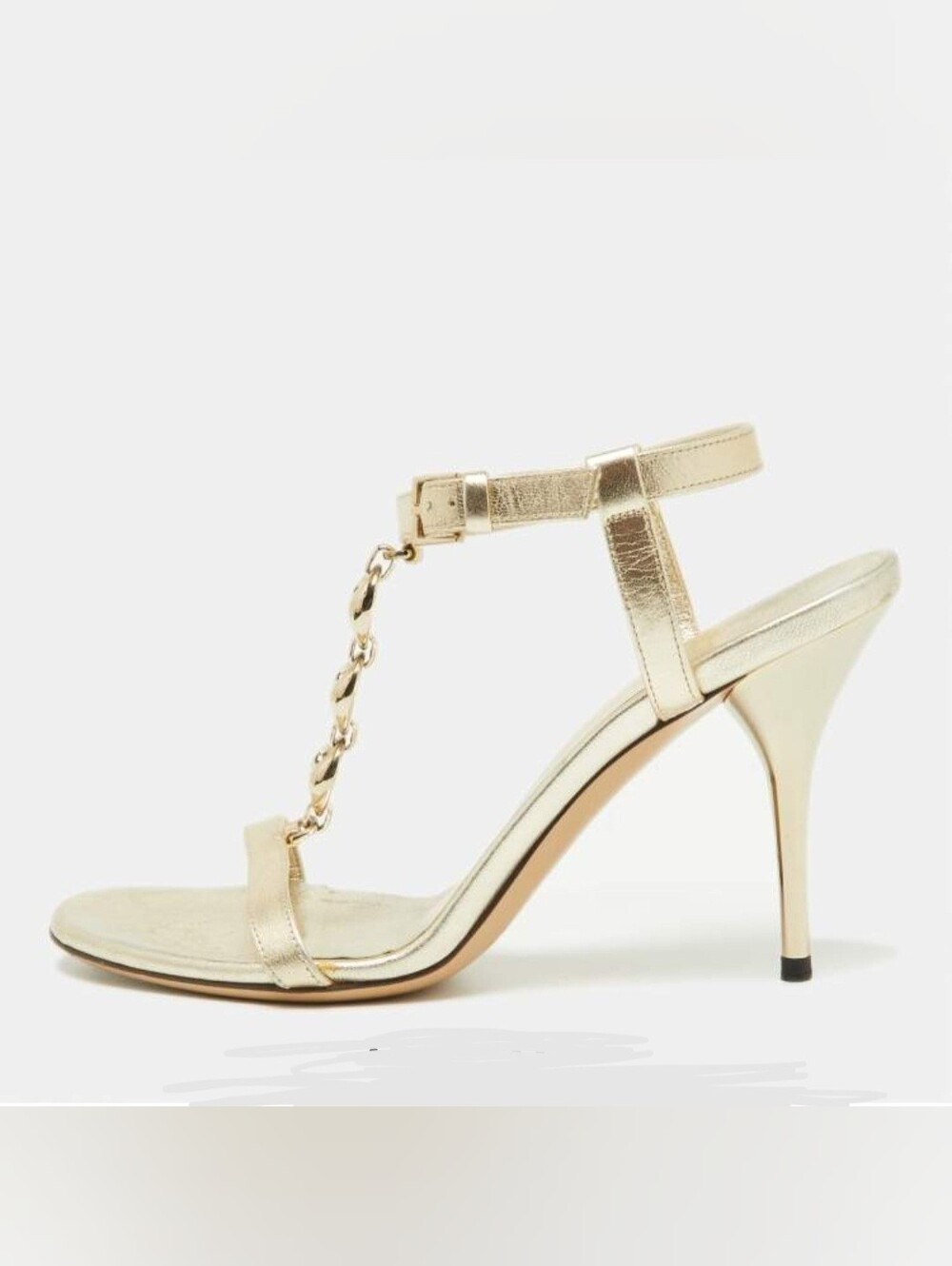 GUCCI Marina Chain Accent T Strap Heels